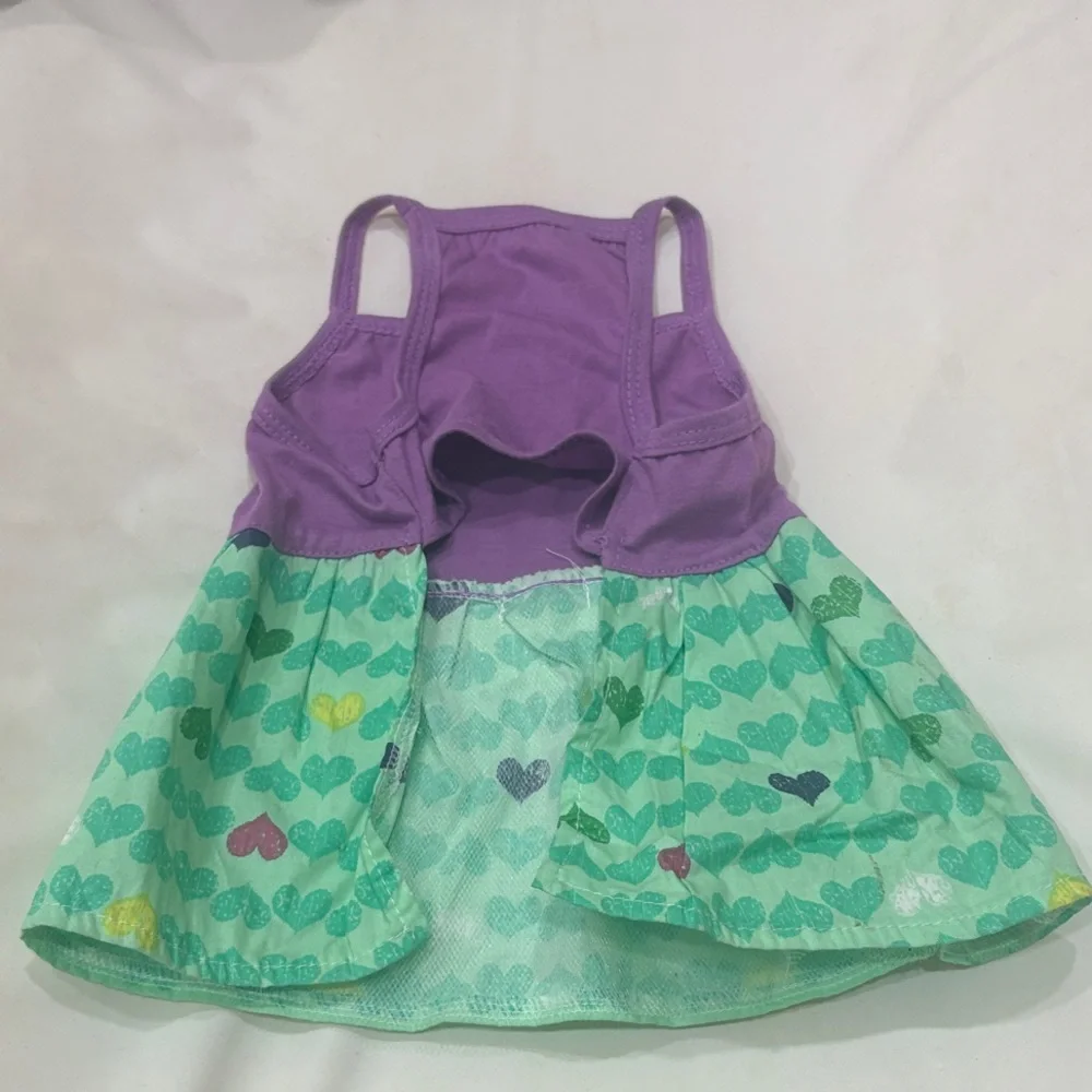 Top Paw Purple & Mint Heart Pet Dress with White Floral Accent